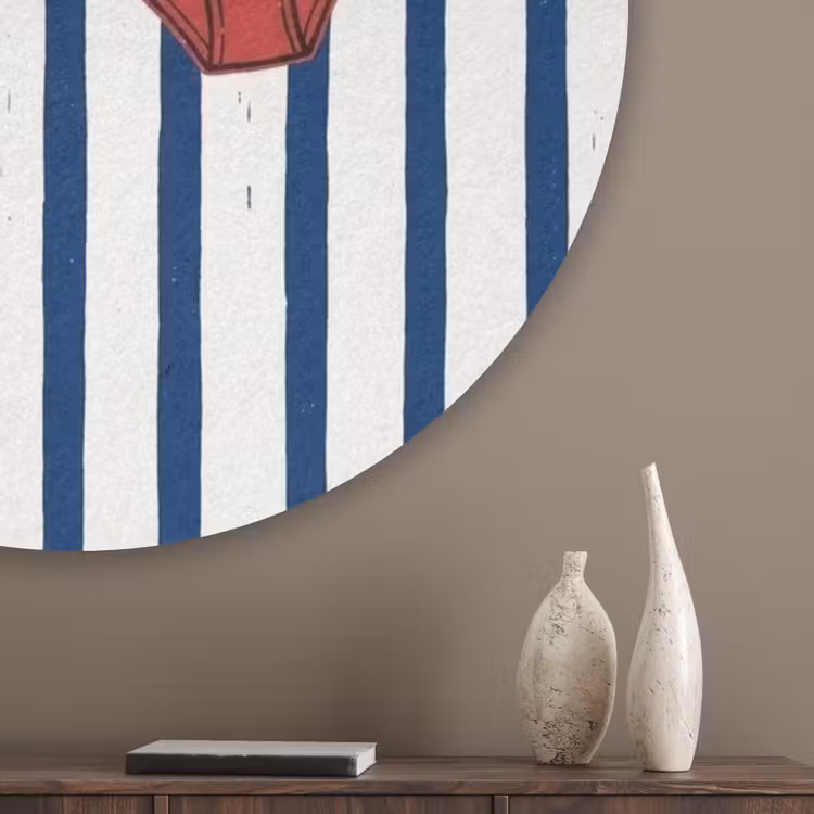 Badkleding - Waslijn - Zomer - Illustratie - Rood Akoestische PET Vilt - Rond klein -sfeer5_closeup