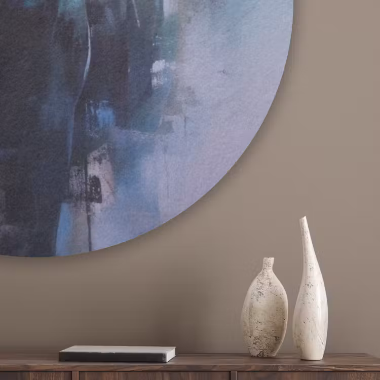 Stier - Zwart - Abstract - Horens Akoestische PET Vilt - Rond klein -sfeer5_closeup
