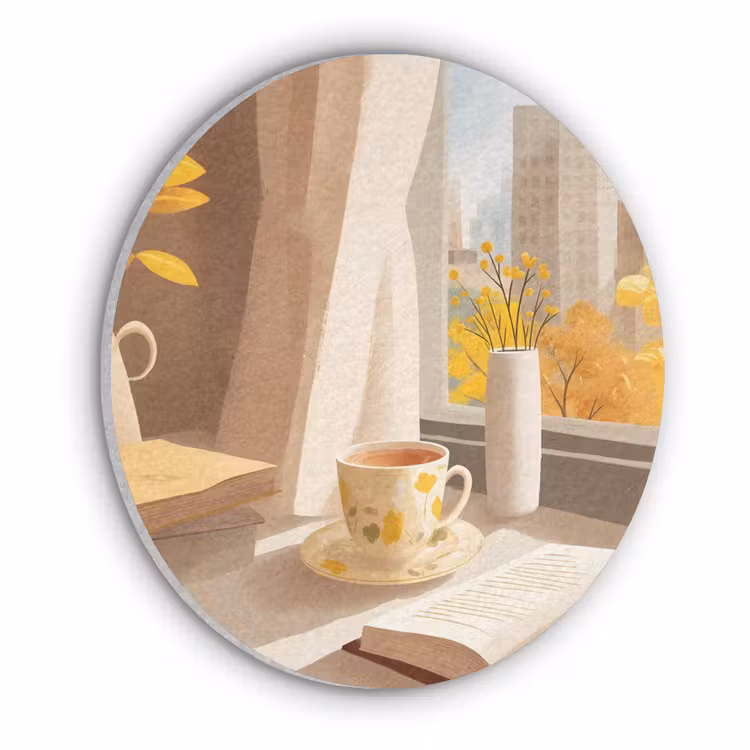 Thee - Boek - Thee - Herfst Akoestische PET Vilt - Rond klein -3d