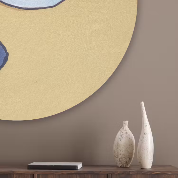 Theepot - Kopje - Beige - Illustratie Akoestische PET Vilt - Rond klein -sfeer5_closeup
