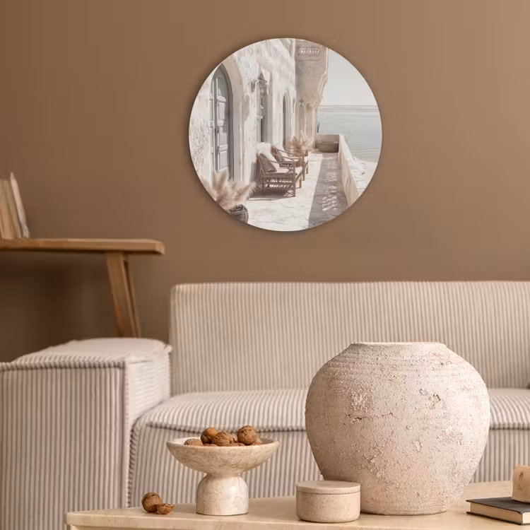 Terras - Stoelen - Strand - Beige Akoestische PET Vilt - Rond klein -sfeer1