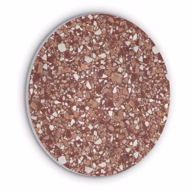 Terrazzo - Patroon - Steentextuur - Roodbruin Akoestische PET Vilt - Rond klein 838 -3d