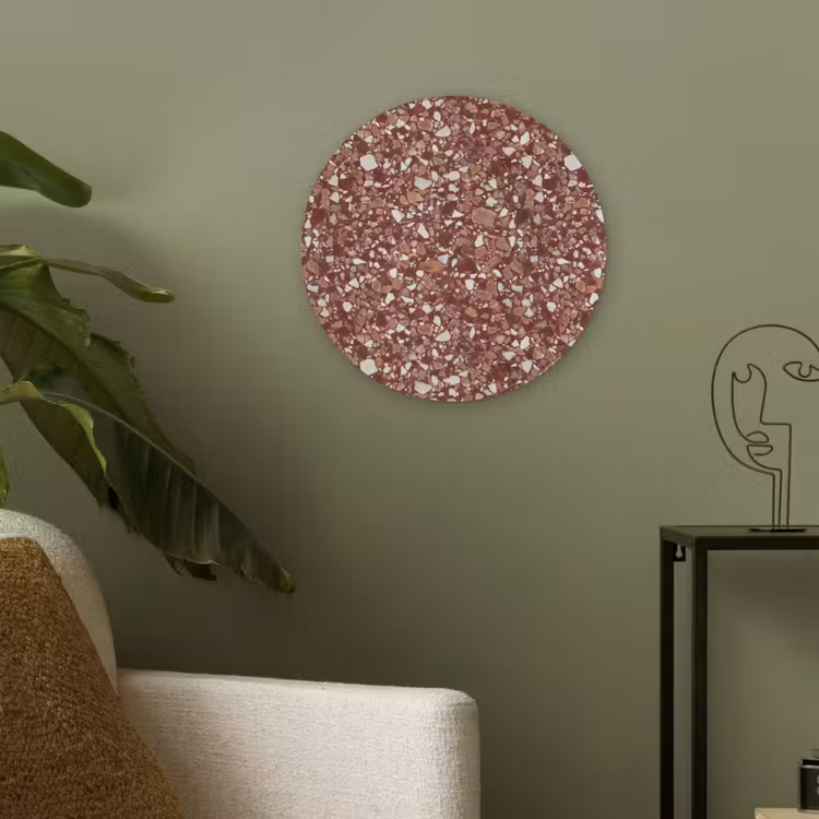 Terrazzo - Patroon - Steentextuur - Roodbruin Akoestische PET Vilt - Rond klein 838 -sfeer2
