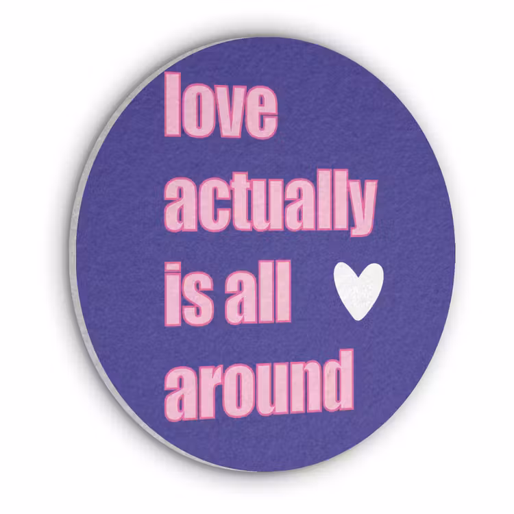 Tekst - Valentijn - Love - Blauw Akoestische PET Vilt - Rond klein -3d