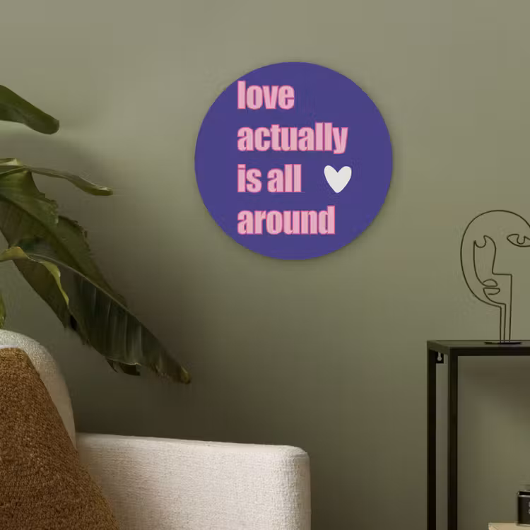 Tekst - Valentijn - Love - Blauw Akoestische PET Vilt - Rond klein -sfeer2