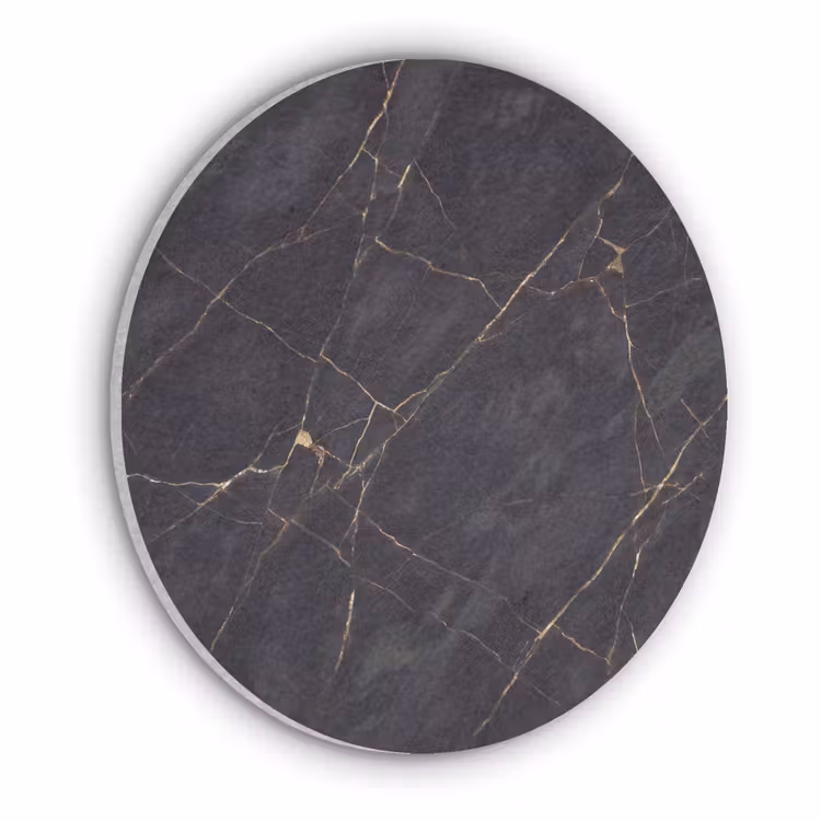Textuur - Gouden lijnen - Abstract - Modern - Zwart Akoestische PET Vilt - Rond klein -3d