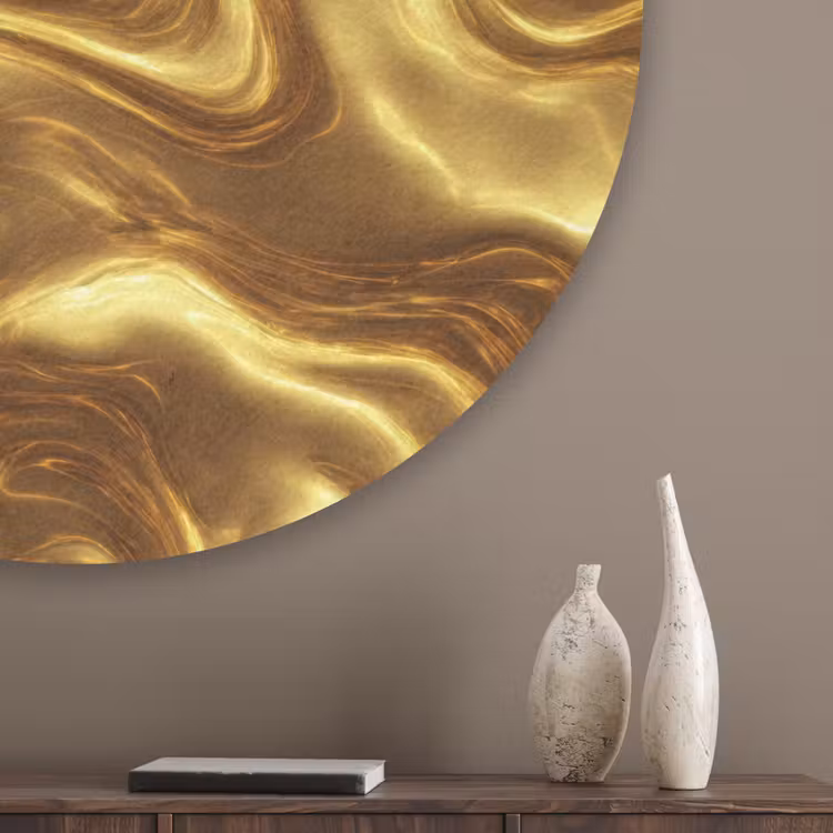 Textuur - Vloeibaar - Organisch - Goud Akoestische PET Vilt - Rond klein 838 -sfeer5_closeup
