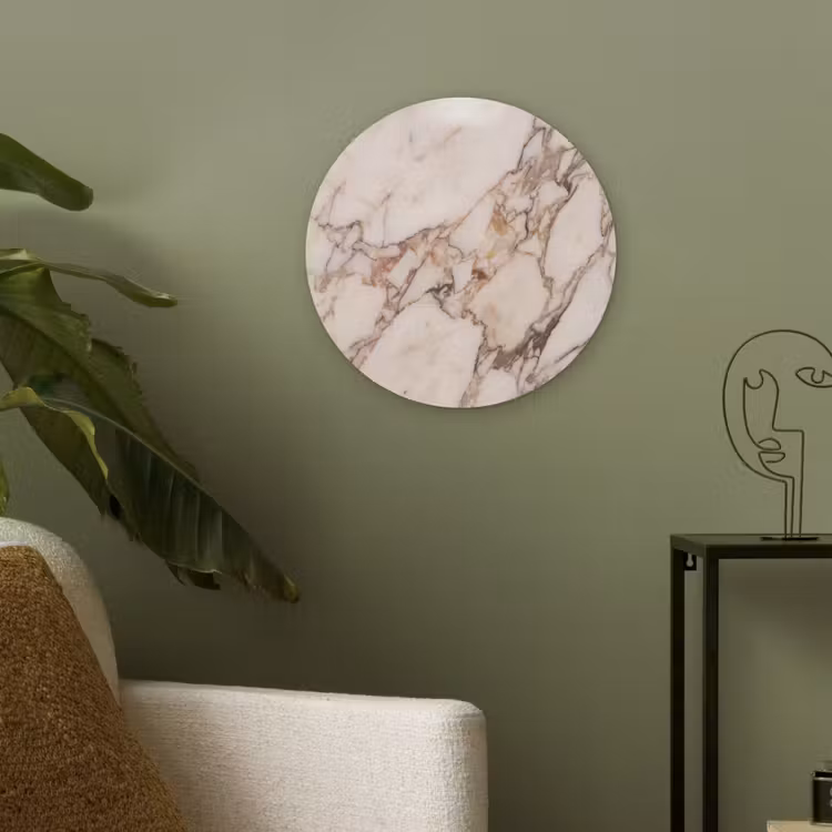 Textuur - Gesteente - Aderen - Abstract - Wit Akoestische PET Vilt - Rond klein -sfeer2