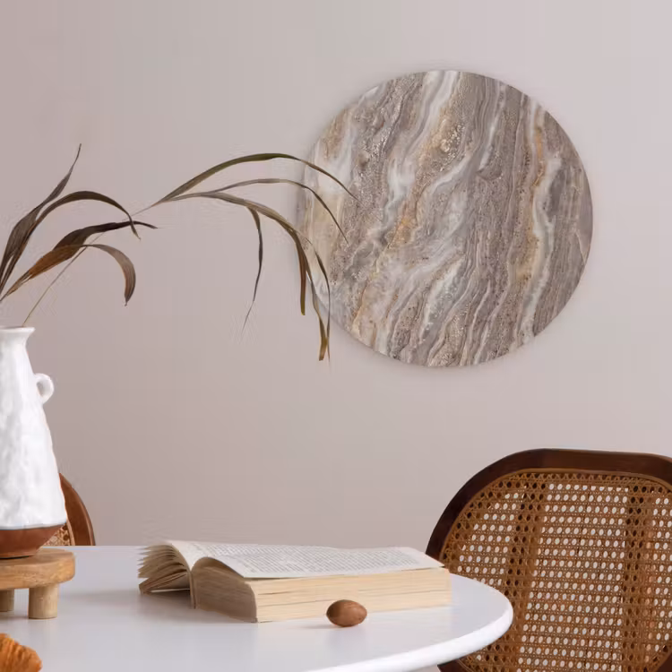 Textuur - Steen - Abstract - Beige Akoestische PET Vilt - Rond klein -sfeer3