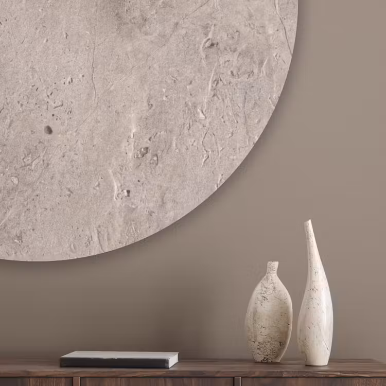 Textuur - Steen - Patroon - Rustiek - Beige Akoestische PET Vilt - Rond klein -sfeer5_closeup