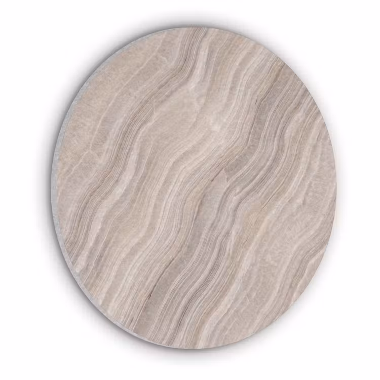 Textuur - Golvend - Abstract - Modern - Beige Akoestische PET Vilt - Rond klein -3d