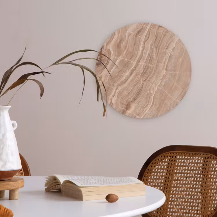 Textuur - Golvend - Abstract - Warm - Bruin Akoestische PET Vilt - Rond klein -sfeer3