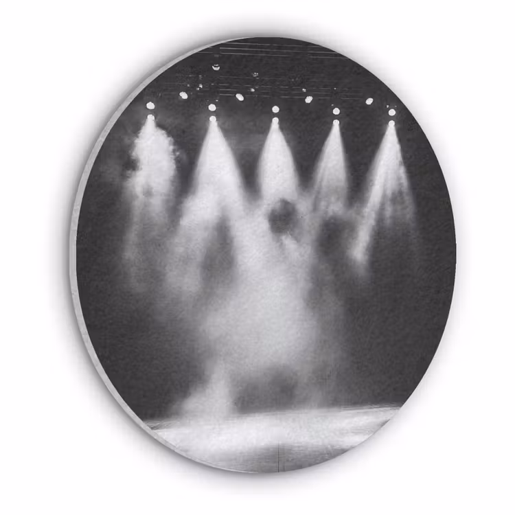Theaterzaal - Mist - Spotlights - Zwart Akoestische PET Vilt - Rond klein -3d
