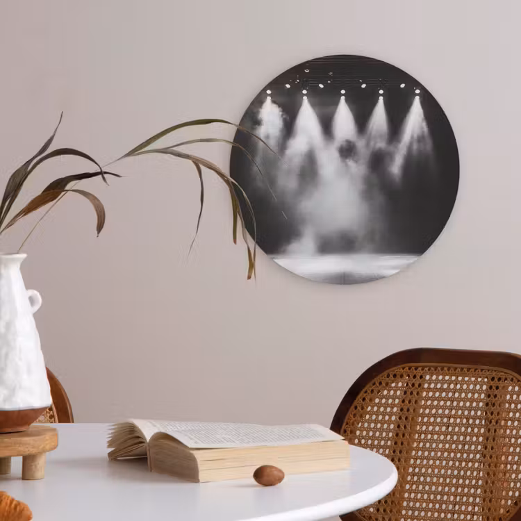 Theaterzaal - Mist - Spotlights - Zwart Akoestische PET Vilt - Rond klein -sfeer3
