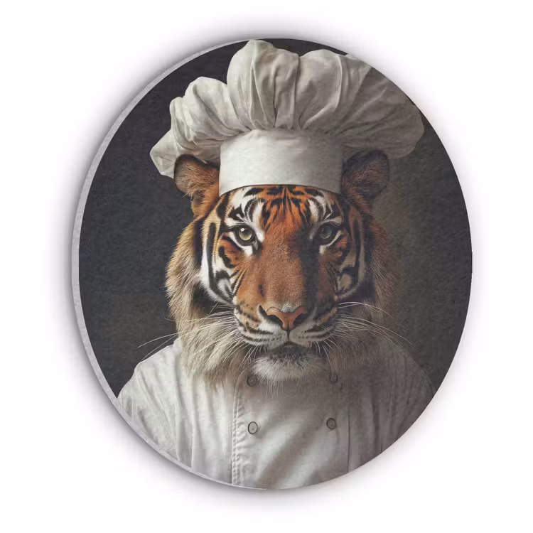 Tijger - Kokskleding - Bruin Akoestische PET Vilt - Rond klein -3d