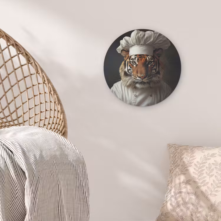 Tijger - Kokskleding - Bruin Akoestische PET Vilt - Rond klein -sfeer4