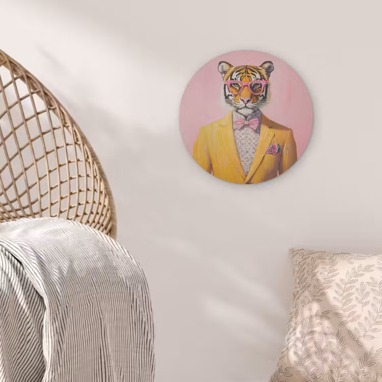 Tijger - Bril - Geel - Jasje Akoestische PET Vilt - Rond klein -sfeer4