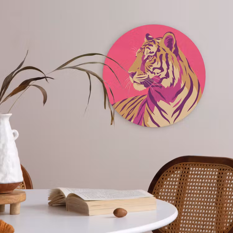 Tijger - Modern - Neon Akoestische PET Vilt - Rond klein -sfeer3
