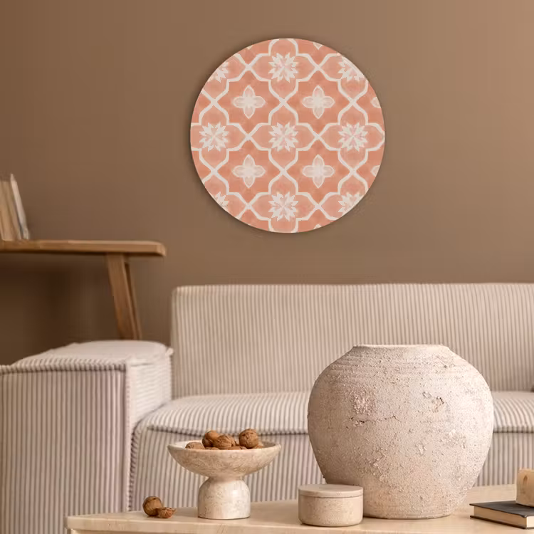 Tegelpatroon - Arabesk - Vintage - Terracotta Akoestische PET Vilt - Rond klein 838 -sfeer1