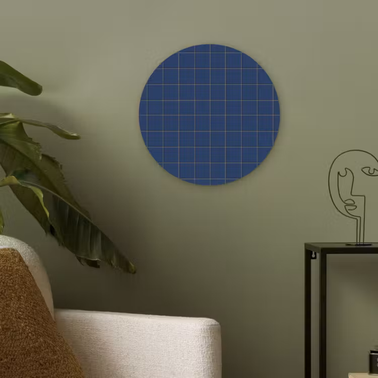 Tegel - Patroon - Blauw Akoestische PET Vilt - Rond klein 838 -sfeer2