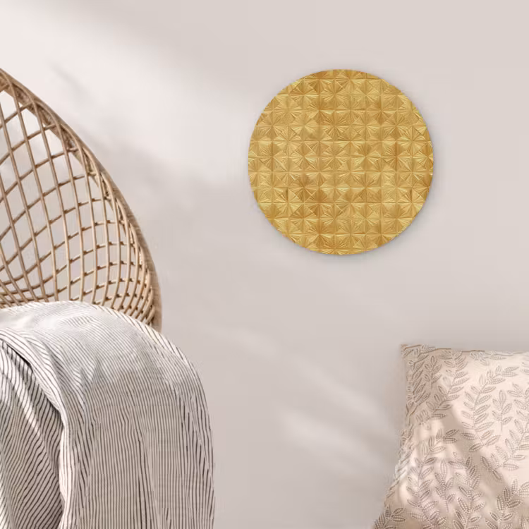 Tegels - Geometrisch - Reliëf - Goud Akoestische PET Vilt - Rond klein 838 -sfeer4