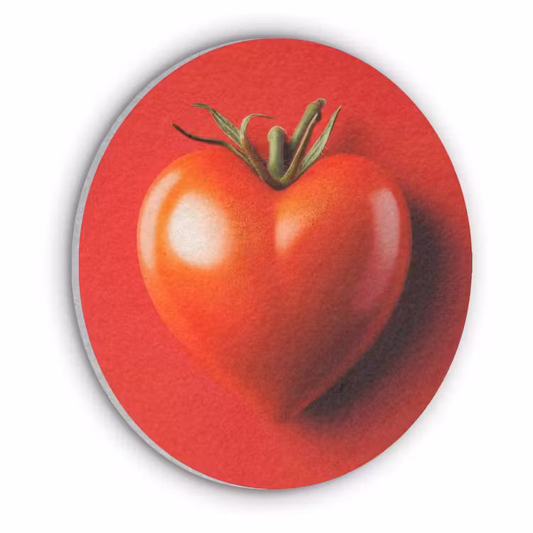 Tomaat - Rood - Hart Akoestische PET Vilt - Rond klein -3d