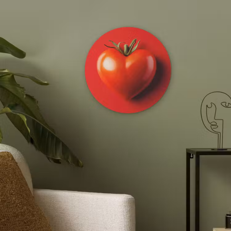 Tomaat - Rood - Hart Akoestische PET Vilt - Rond klein -sfeer2