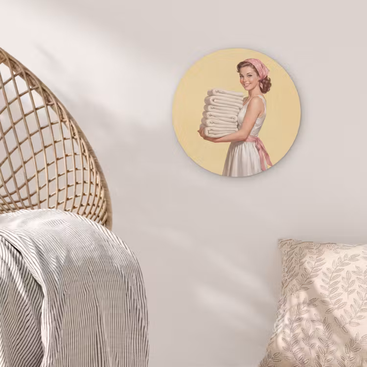 Handdoeken - Vrouw - Jurk - Roze Akoestische PET Vilt - Rond klein -sfeer4