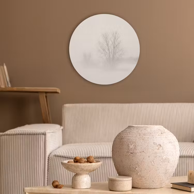 Boom - Mist - Sneeuw - Winter - Minimalistisch Akoestische PET Vilt - Rond klein -sfeer1