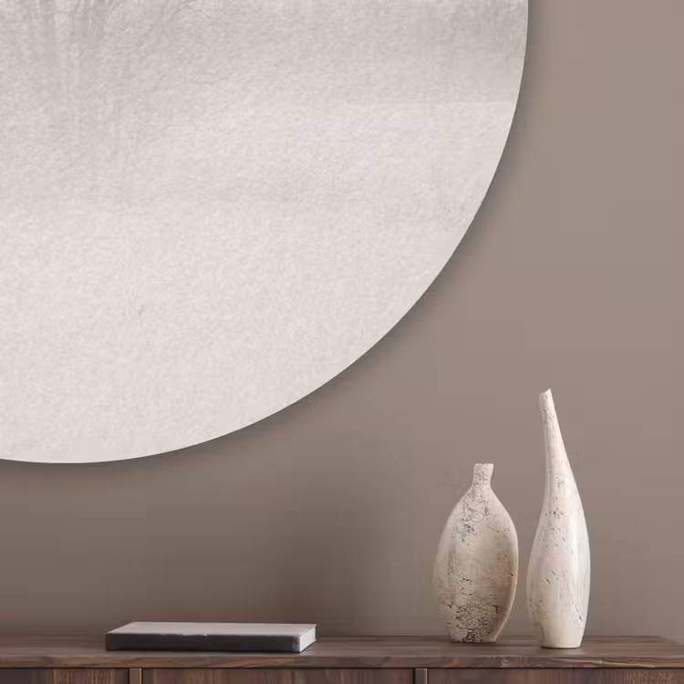 Boom - Mist - Sneeuw - Winter - Minimalistisch Akoestische PET Vilt - Rond klein -sfeer5_closeup