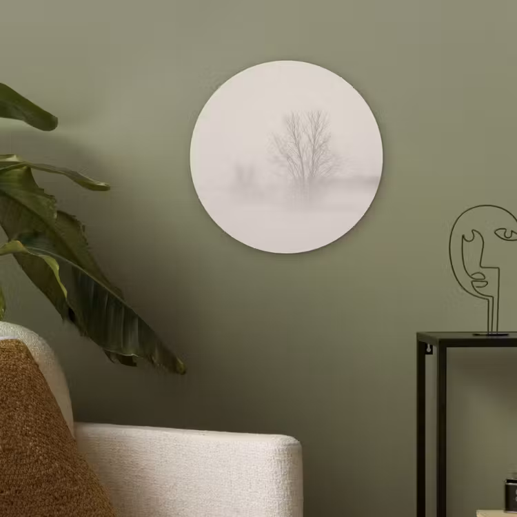 Boom - Mist - Sneeuw - Winter - Minimalistisch Akoestische PET Vilt - Rond klein -sfeer2
