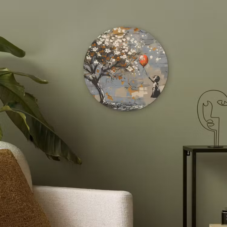 Boom - Graffiti - Banksy Style - Balloon Girl Akoestische PET Vilt - Rond klein -sfeer2
