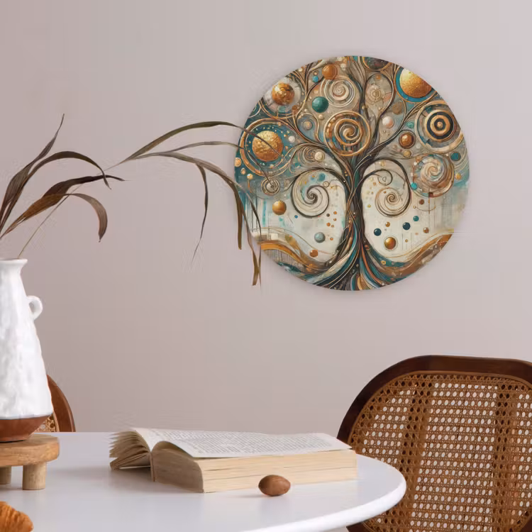 Levensboom - Boom - Abstract - Modern Akoestische PET Vilt - Rond klein -sfeer3