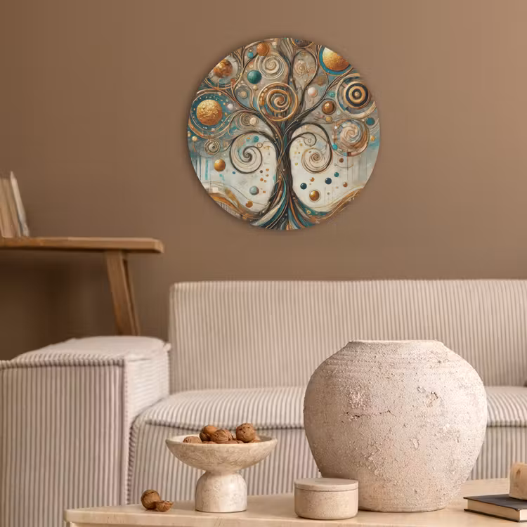 Levensboom - Boom - Abstract - Modern Akoestische PET Vilt - Rond klein -sfeer1