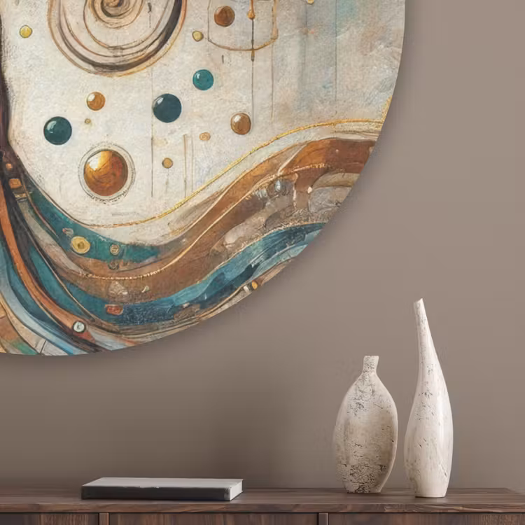 Levensboom - Boom - Abstract - Modern Akoestische PET Vilt - Rond klein -sfeer5_closeup