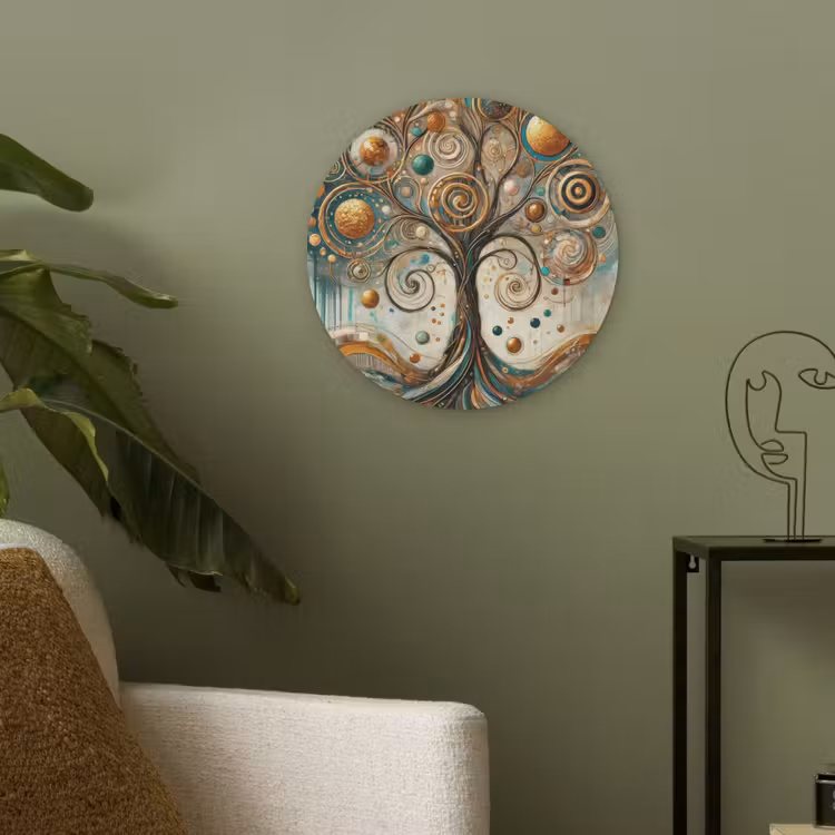 Levensboom - Boom - Abstract - Modern Akoestische PET Vilt - Rond klein -sfeer2