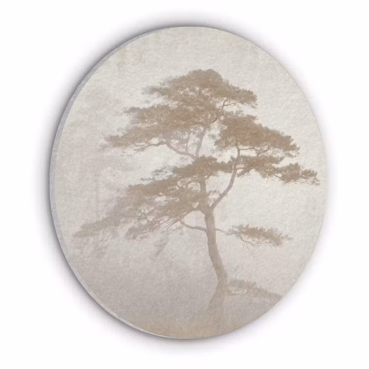 Boom - Oosterse stijl - Landschap Akoestische PET Vilt - Rond klein -3d