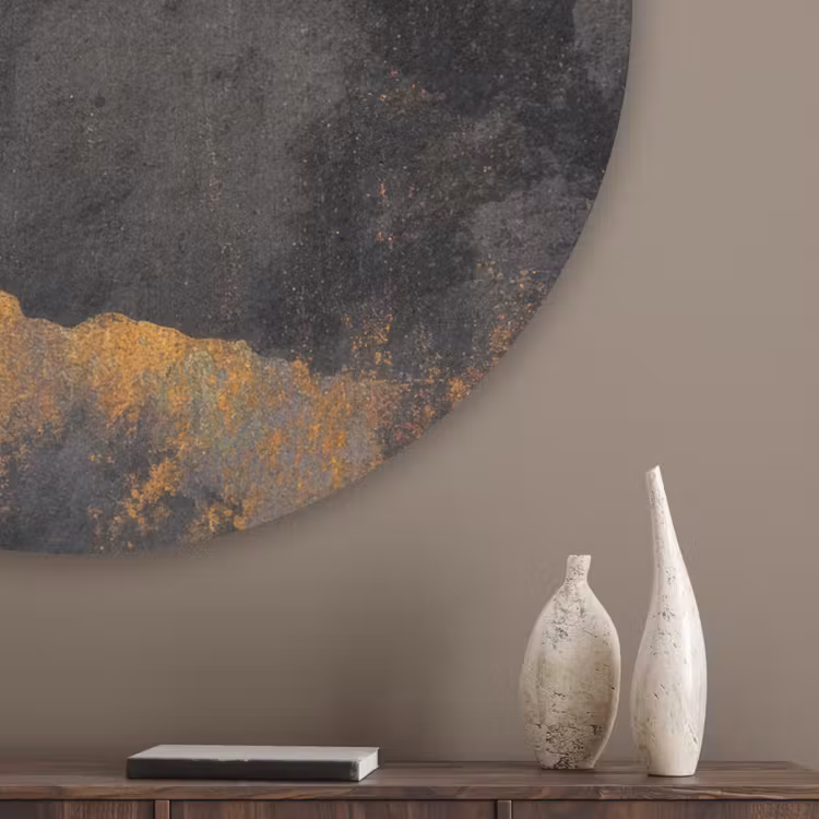 Boom - Schilderij - Goud - Abstract Akoestische PET Vilt - Rond klein -sfeer5_closeup