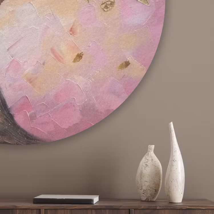 Boom - Roze - Goud - Modern Akoestische PET Vilt - Rond klein -sfeer5_closeup