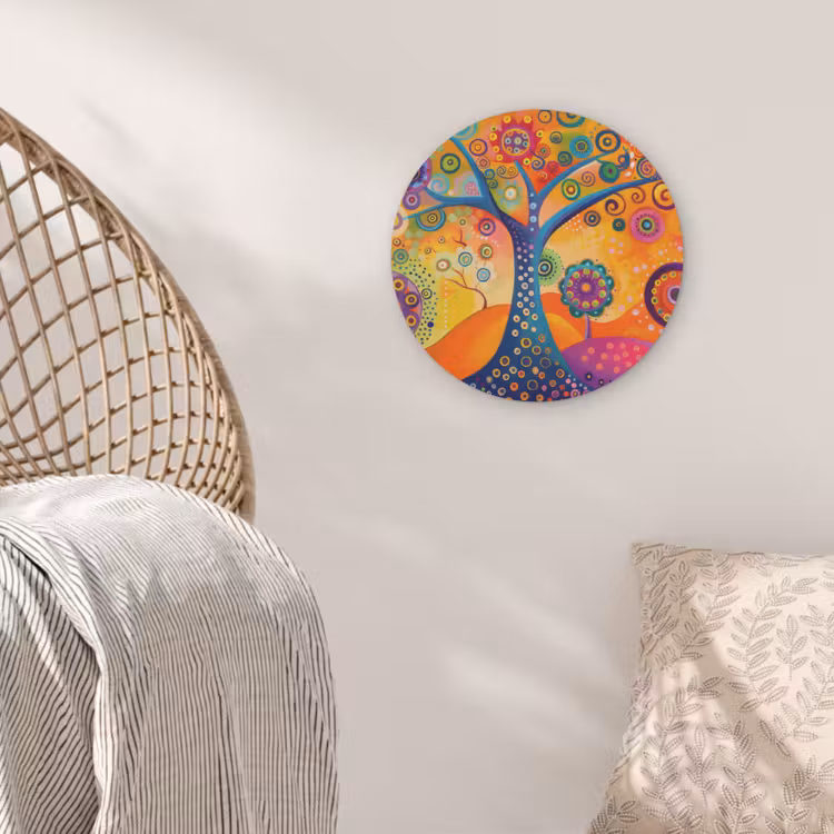 Boom - Levensboom - Abstract - Kleurrijk Akoestische PET Vilt - Rond klein -sfeer4