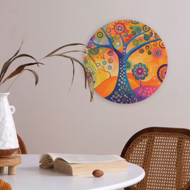 Boom - Levensboom - Abstract - Kleurrijk Akoestische PET Vilt - Rond klein -sfeer3