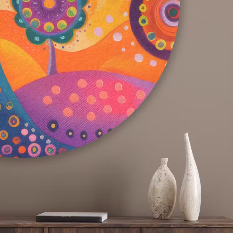 Boom - Levensboom - Abstract - Kleurrijk Akoestische PET Vilt - Rond klein -sfeer5_closeup