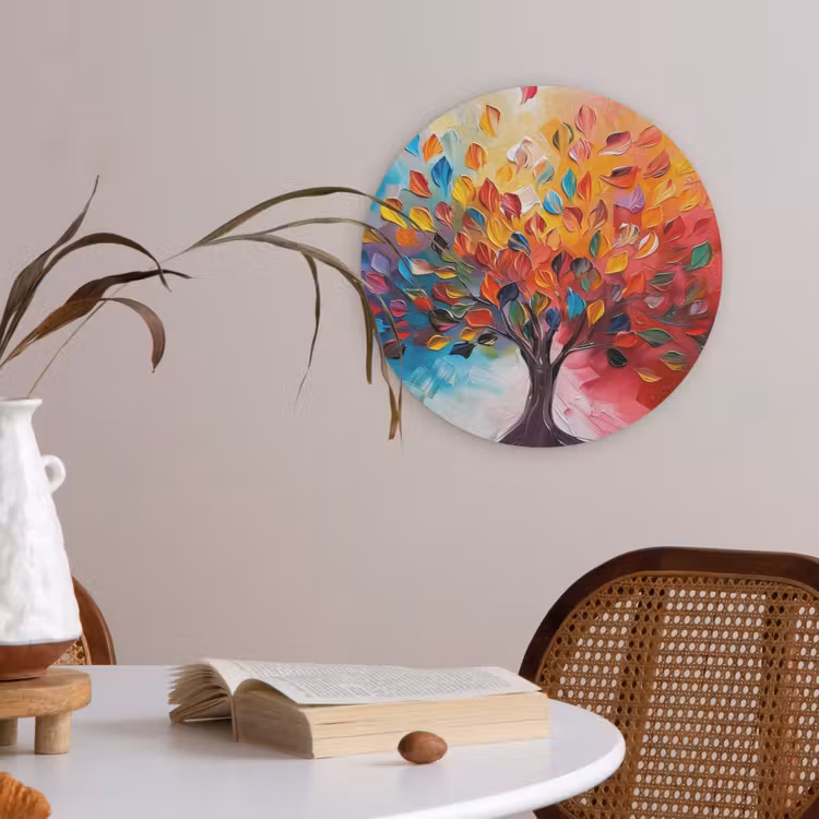 Boom - Levensboom - Kleurrijk - Abstract Akoestische PET Vilt - Rond klein -sfeer3