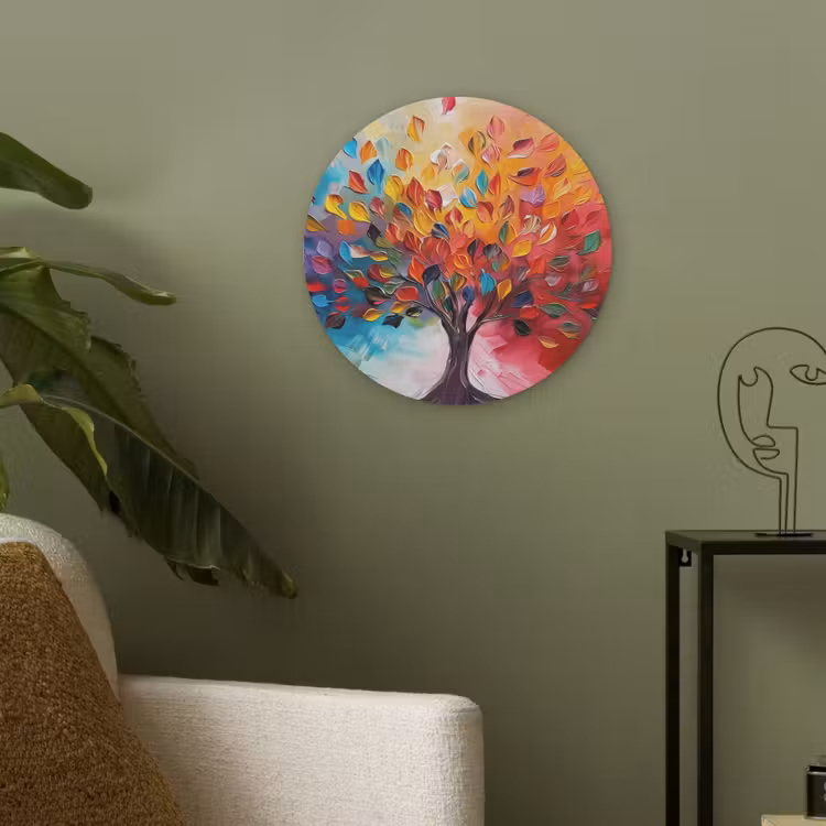 Boom - Levensboom - Kleurrijk - Abstract Akoestische PET Vilt - Rond klein -sfeer2