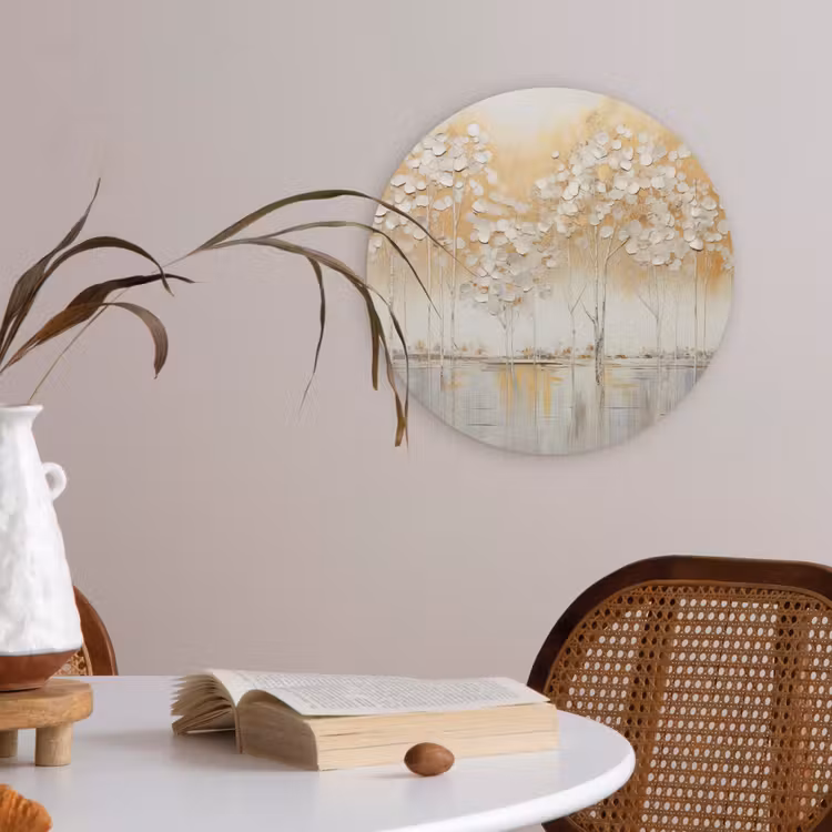 Bomen - Kunst - Acryl - Natuur Akoestische PET Vilt - Rond klein -sfeer3