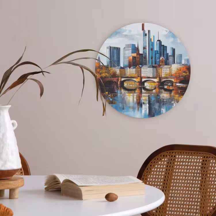 Bomen Frankfurt- Stad - Skyline - Brug Akoestische PET Vilt - Rond klein -sfeer3