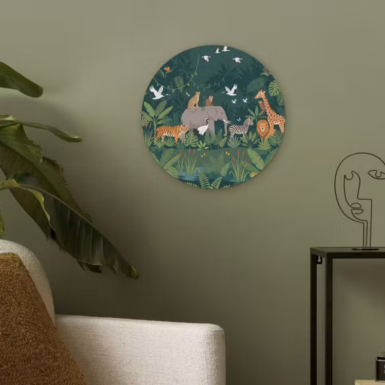 Tropisch - Jungle - Groen Akoestische PET Vilt - Rond klein -sfeer2