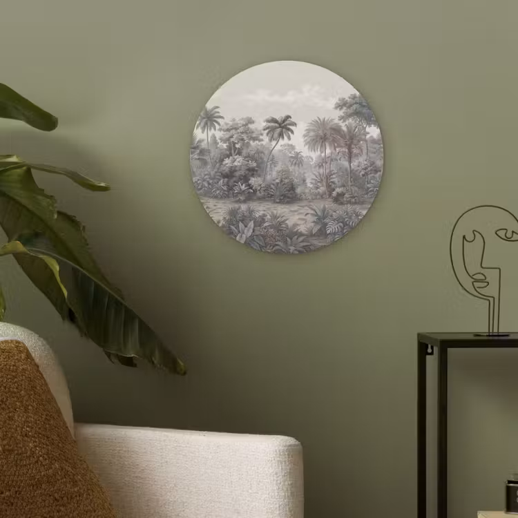 Tropisch - Landschap - Illustratie Akoestische PET Vilt - Rond klein -sfeer2