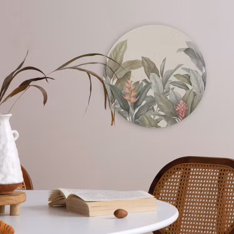 Tropisch - Planten - Modern - Groen Akoestische PET Vilt - Rond klein -sfeer3