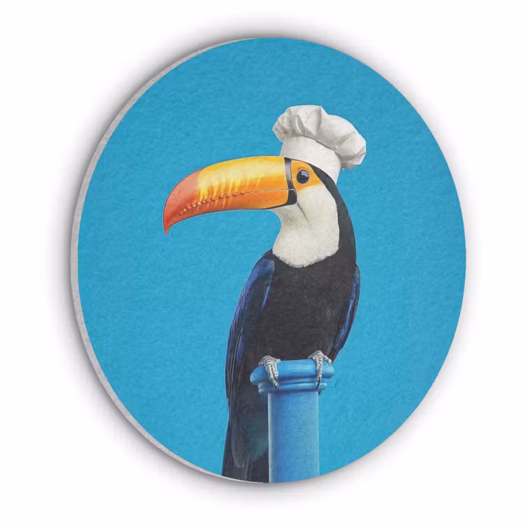 Tucan - Sokkel - Vogel - Koksmuts Akoestische PET Vilt - Rond klein -3d